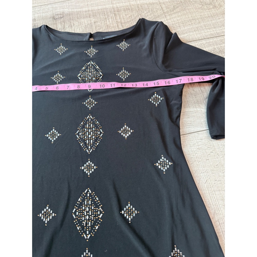 White House Black Market Black Studded Sheath Dress Petite Small SP Bell Sleeve - Picture 5 of 9